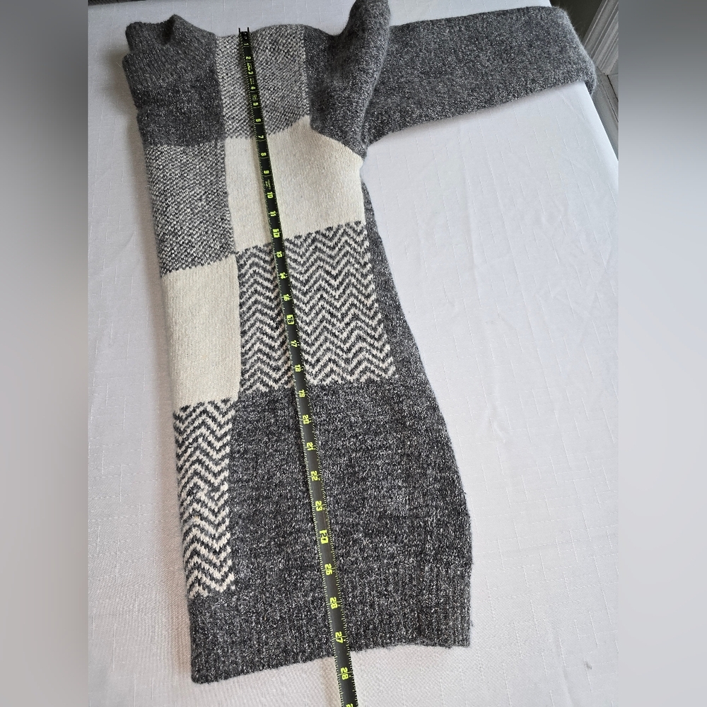 Elegant Patchwork Crew Neck Scandigirl Silk Angora Quiet Luxury Sweater - Picture 6 of 7
